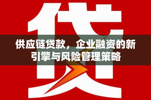 伍家岗供应链贷款，企业融资的新引擎与风险管理策略